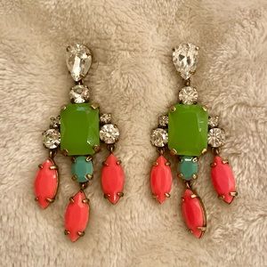 J Crew multi stone chandelier pierced earrings